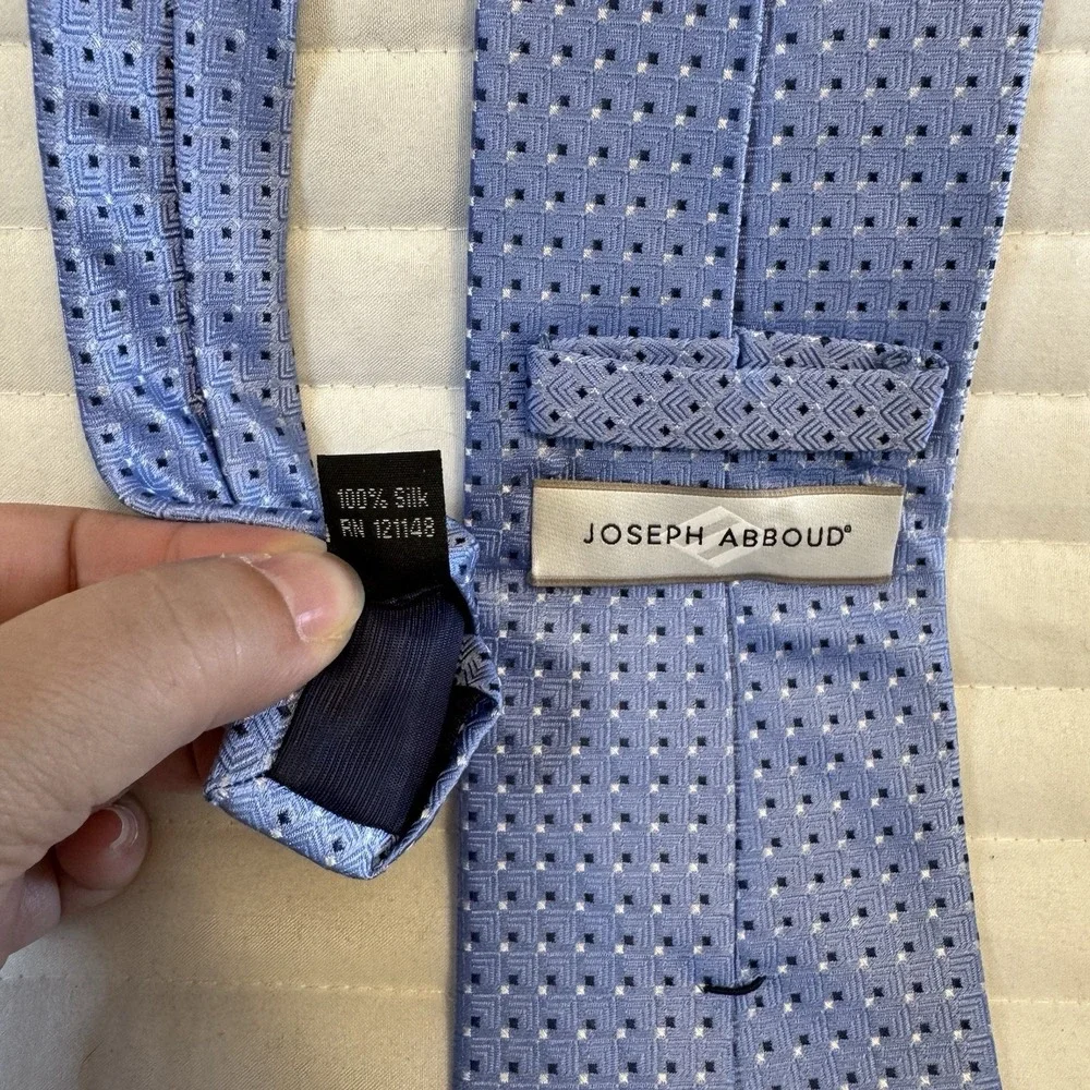 Joseph Abboud‎ Men's Tie Blue Square Pattern 100% Silk